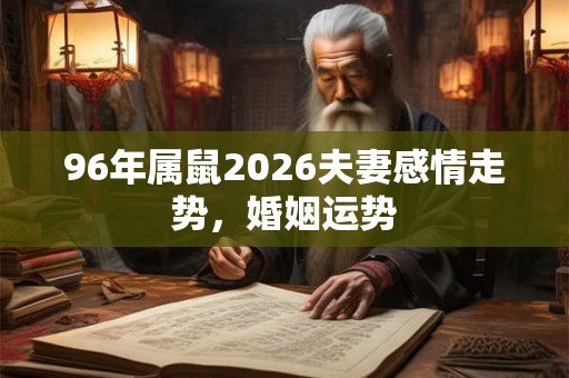 96年属鼠2026夫妻感情走势,婚姻运势 96年属鼠2026夫妻感情走势,婚姻运势