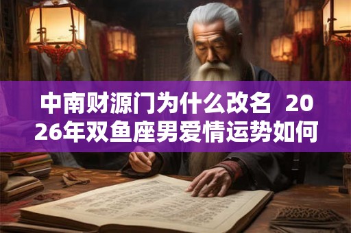 中南财源门为什么改名  2026年双鱼座男爱情运势如何