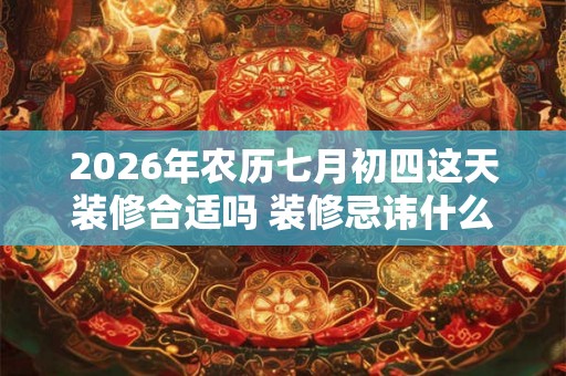 2026年农历七月初四这天装修合适吗 装修忌讳什么