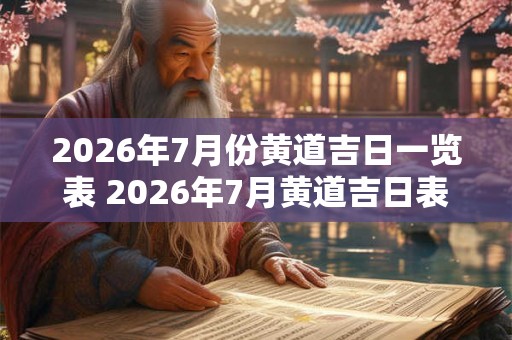 2026年7月份黄道吉日一览表 2026年7月黄道吉日表 2026年7月份黄道吉日一览表 2026年7月黄道吉日表