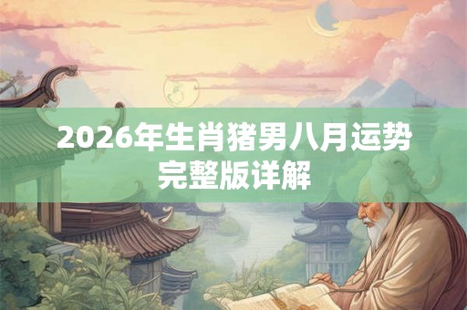 2026年生肖猪男八月运势完整版详解
