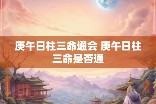 庚午日柱三命通会 庚午日柱三命是否通