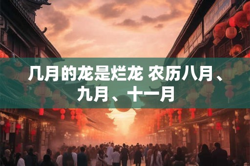几月的龙是烂龙 农历八月、九月、十一月