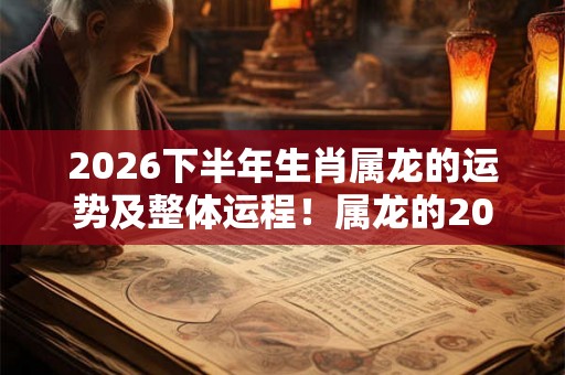2026下半年生肖属龙的运势及整体运程！属龙的2026运势好吗