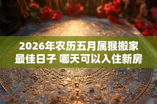 2026年农历五月属猴搬家最佳日子 哪天可以入住新房