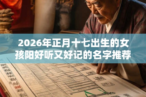 2026年正月十七出生的女孩阳好听又好记的名字推荐