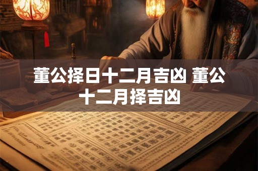 董公择日十二月吉凶 董公十二月择吉凶