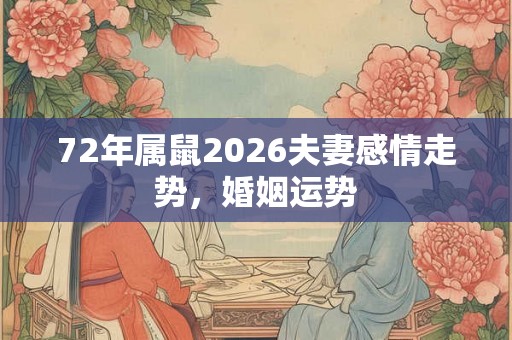72年属鼠2026夫妻感情走势，婚姻运势