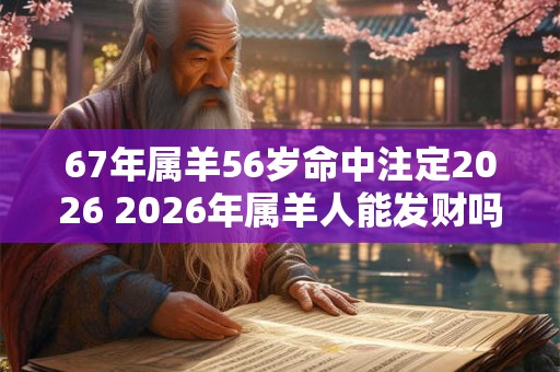 67年属羊56岁命中注定2026 2026年属羊人能发财吗