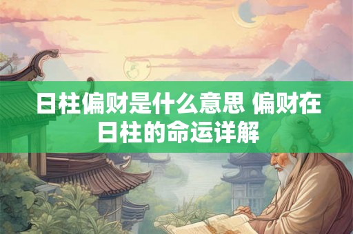 日柱偏财是什么意思 偏财在日柱的命运详解