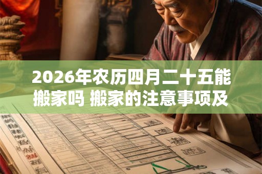 2026年农历四月二十五能搬家吗 搬家的注意事项及讲究
