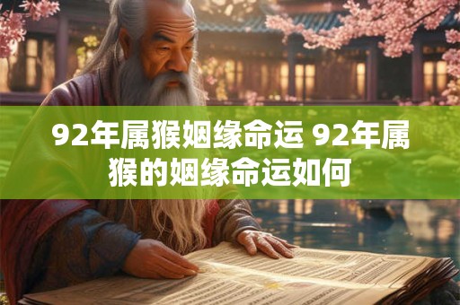 92年属猴姻缘命运 92年属猴的姻缘命运如何