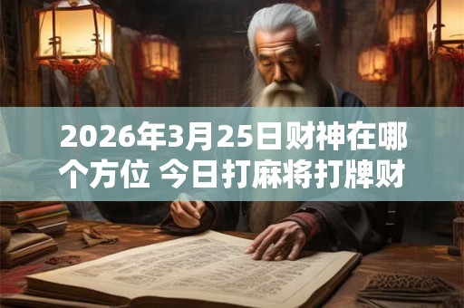 2026年3月25日财神在哪个方位 今日打麻将打牌财运方位