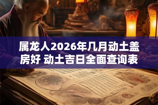 属龙人2026年几月动土盖房好 动土吉日全面查询表