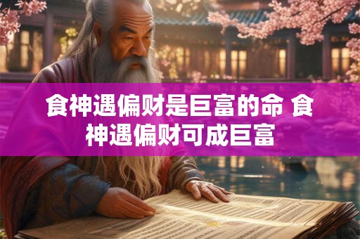 食神遇偏财是巨富的命 食神遇偏财可成巨富