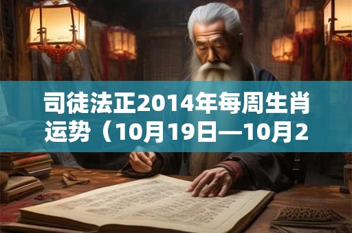 司徒法正2014年每周生肖运势(10月19日—10月25日) 司徒法正2014年每周生肖运势(10月19日—10月25日)