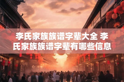 李氏家族族谱字辈大全 李氏家族族谱字辈有哪些信息