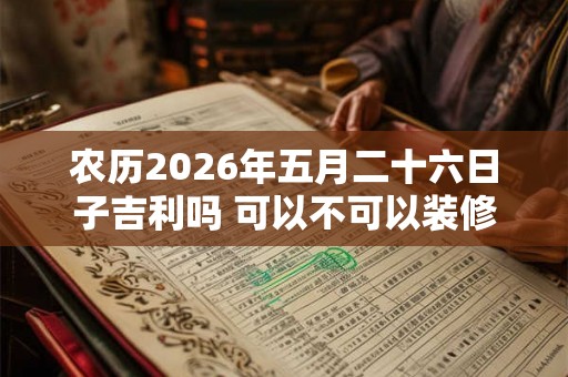农历2026年五月二十六日子吉利吗 可以不可以装修动土