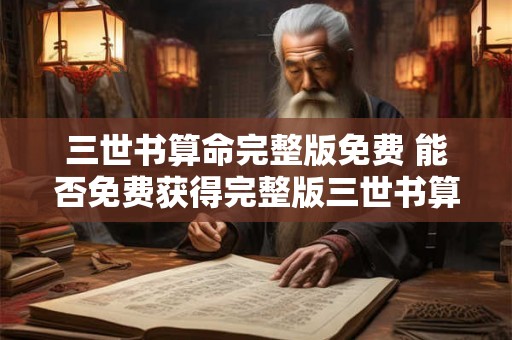 三世书算命完整版免费 能否免费获得完整版三世书算命