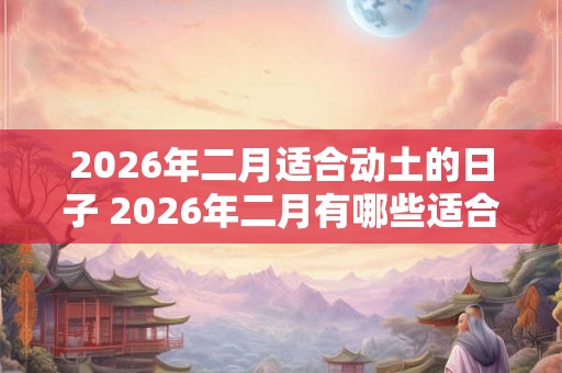 2026年二月适合动土的日子 2026年二月有哪些适合动土的日子