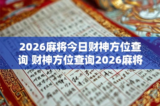 2026麻将今日财神方位查询 财神方位查询2026麻将如何操作