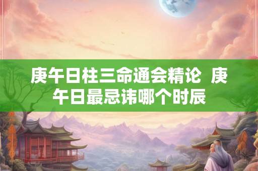 庚午日柱三命通会精论  庚午日最忌讳哪个时辰