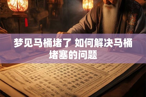 梦见马桶堵了 如何解决马桶堵塞的问题
