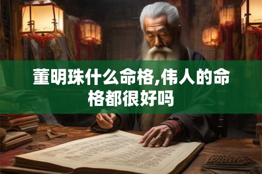 董明珠什么命格,伟人的命格都很好吗