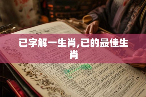 已字解一生肖,已的最佳生肖