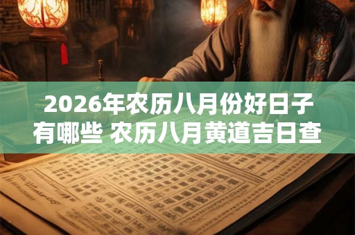 2026年农历八月份好日子有哪些 农历八月黄道吉日查询