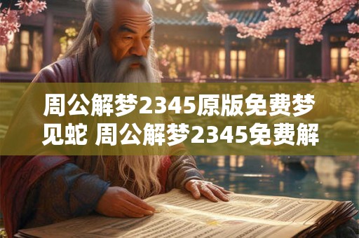 周公解梦2345原版免费梦见蛇 周公解梦2345免费解梦蛇象征什么