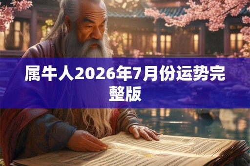 属牛人2026年7月份运势完整版
