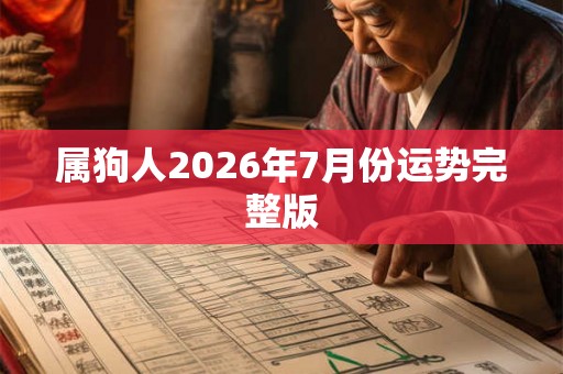 属狗人2026年7月份运势完整版