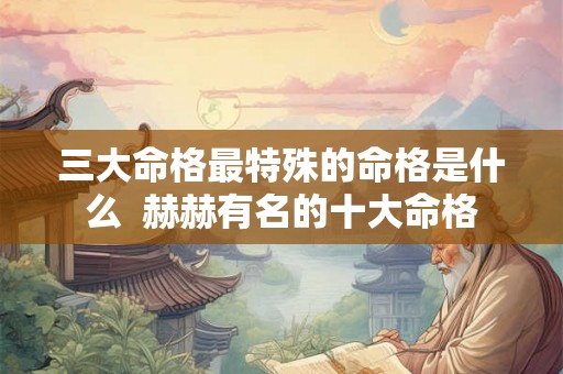 三大命格最特殊的命格是什么  赫赫有名的十大命格
