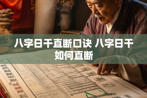八字日干直断口诀 八字日干如何直断