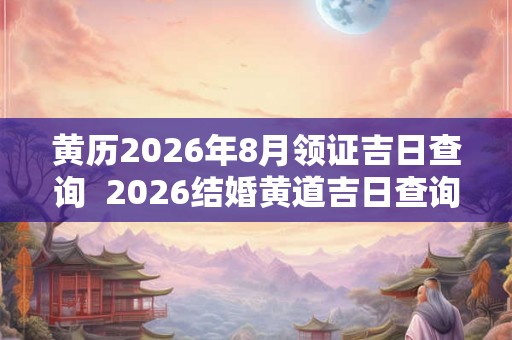 黄历2026年8月领证吉日查询 2026结婚黄道吉日查询 黄历2026年8月领证吉日查询 2026结婚黄道吉日查询
