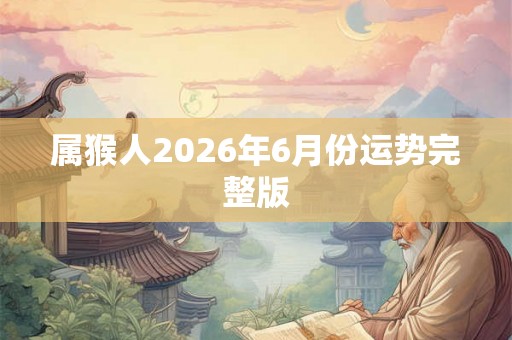 属猴人2026年6月份运势完整版