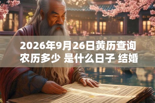 2026年9月26日黄历查询 农历多少 是什么日子 结婚吉时