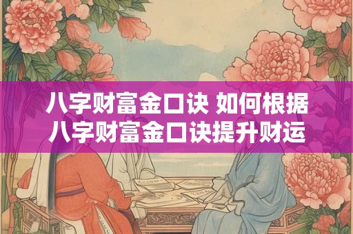 八字财富金口诀 如何根据八字财富金口诀提升财运 八字财富金口诀 如何根据八字财富金口诀提升财运