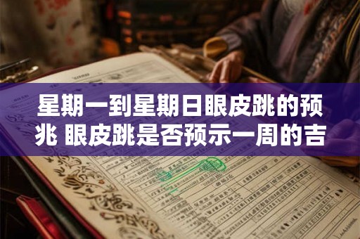 星期一到星期日眼皮跳的预兆 眼皮跳是否预示一周的吉凶