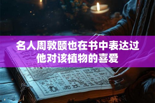 名人周敦颐也在书中表达过他对该植物的喜爱 名人周敦颐也在书中表达过他对该植物的喜爱