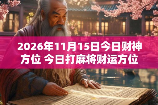 2026年11月15日今日财神方位 今日打麻将财运方位