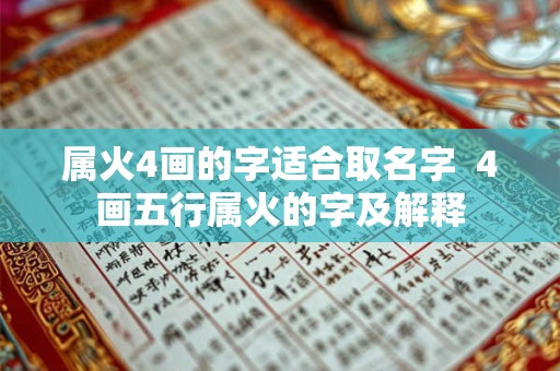 属火4画的字适合取名字  4画五行属火的字及解释