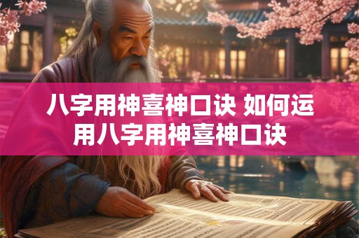 八字用神喜神口诀 如何运用八字用神喜神口诀