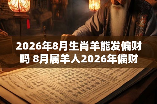 2026年8月生肖羊能发偏财吗 8月属羊人2026年偏财运怎么样