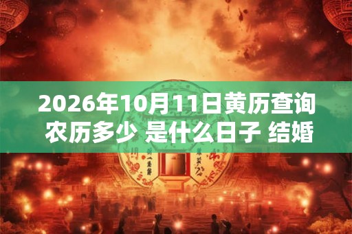 2026年10月11日黄历查询 农历多少 是什么日子 结婚吉时