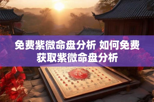 免费紫微命盘分析 如何免费获取紫微命盘分析