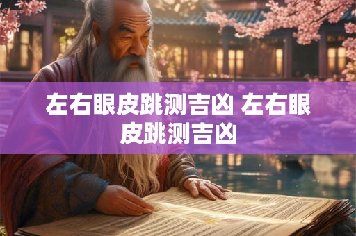左右眼皮跳测吉凶 左右眼皮跳测吉凶