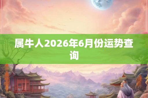 属牛人2026年6月份运势查询