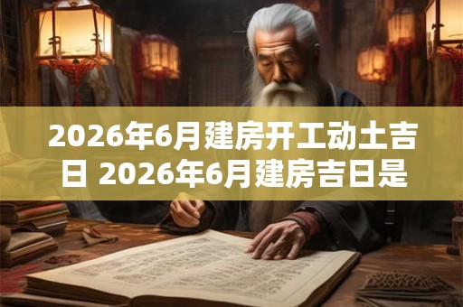 2026年6月建房开工动土吉日 2026年6月建房吉日是哪一天